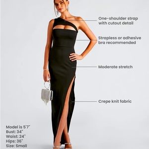 Brand new (tags on) one-shoulder long black formal dress